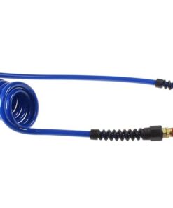 PU14-15B-B Flexcoil, 1/4" x 15', 1/4" NPT Swivel Strain Relief Fittings, Blue